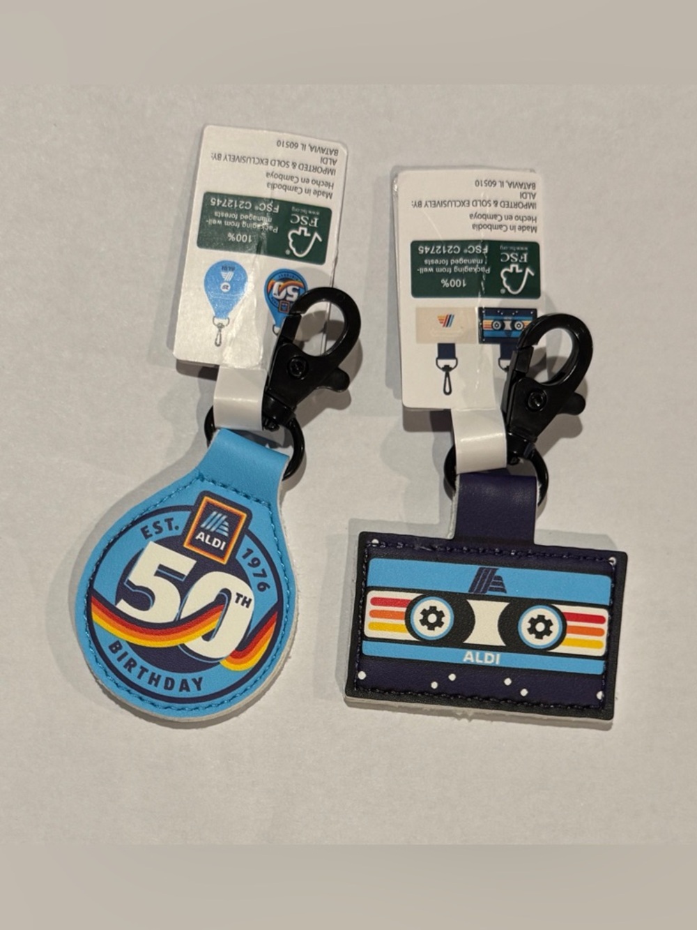 Aldi Quarter Holder Keychain Quarter Holder Slot Cassette 50th Birthday Set NWT